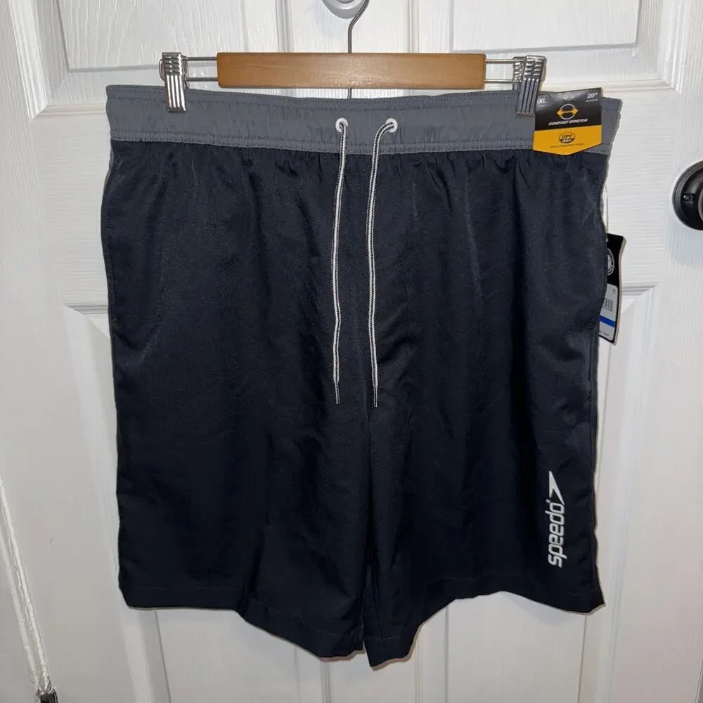 NEW Speedo Men’s Black Swim Trunks Lined SPF‎ 50 Size XL